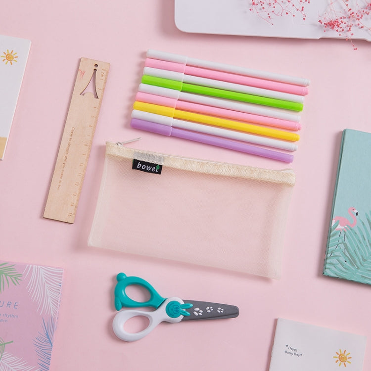 4 PCS Simple Transparent Mesh Pencil Case Pen Bag Office Student School Supplies