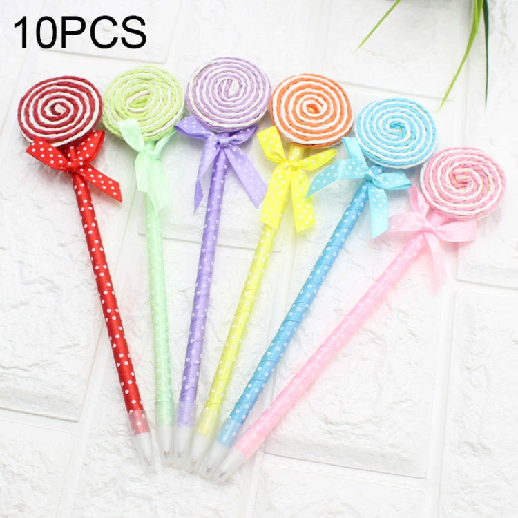 10 PCS Cute Cartoon Pen Bow Circle Lollipop Bow Style Ballpoint Pen(Random Color Delivery)