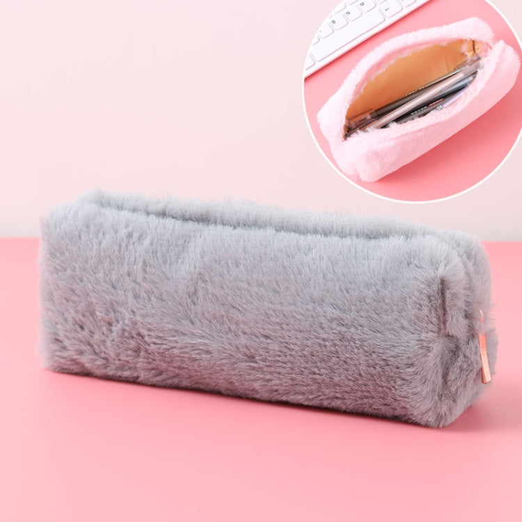 Kawaii Solid Color Plush Pencil Case Girls Large Capacity Pencil Bag Stationery Pencilcase Zipper Pen Box School Supplies