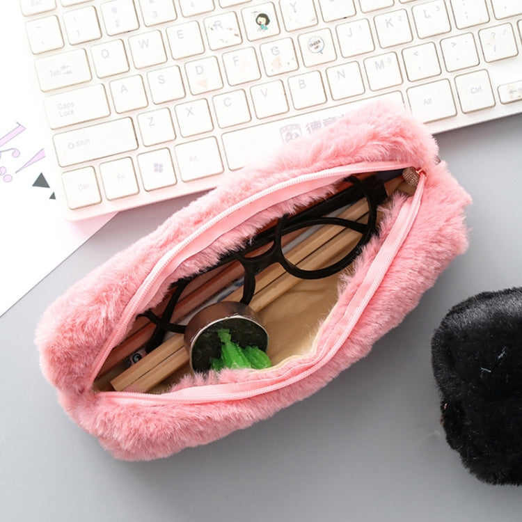 Kawaii Solid Color Plush Pencil Case Girls Large Capacity Pencil Bag Stationery Pencilcase Zipper Pen Box School Supplies