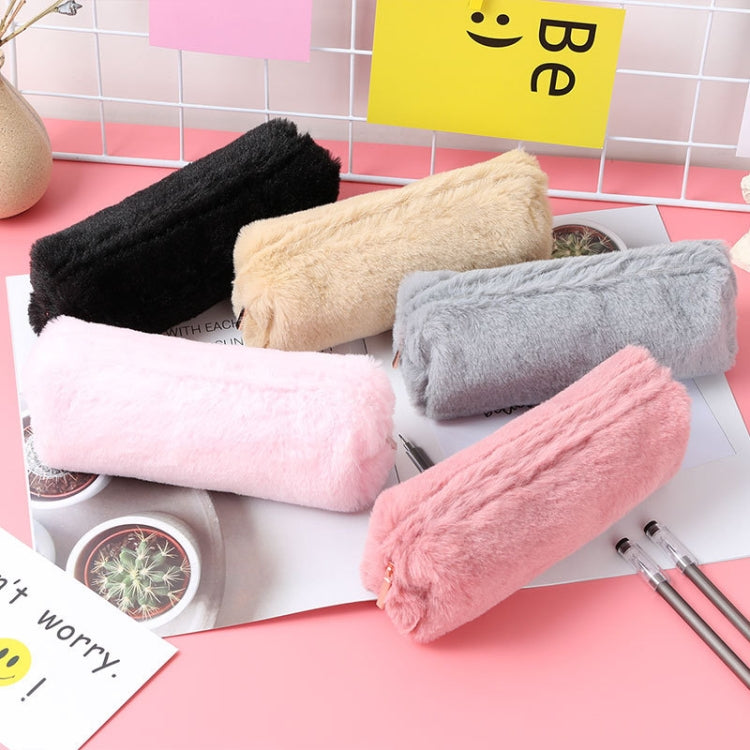 Kawaii Solid Color Plush Pencil Case Girls Large Capacity Pencil Bag Stationery Pencilcase Zipper Pen Box School Supplies