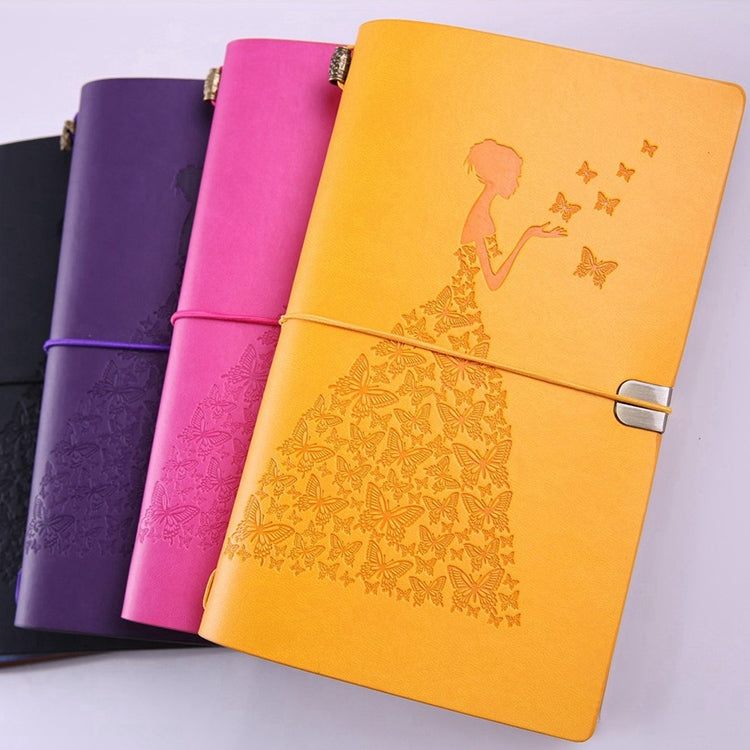 BSD020  Pretty Butterfly Lady Vintage Travelers Notebook Diary Notepad PU Leather Literature Journal Planners School Stationery