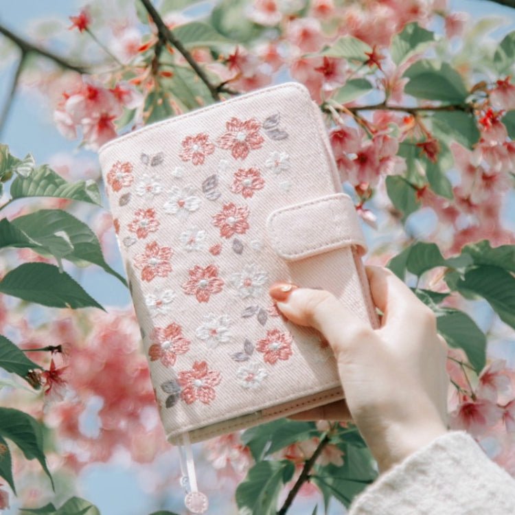Sakura Theme Delicated Floral Journal Cover Standard A6 Paper Book Refilled Book, Size:Only A6 cloth cover