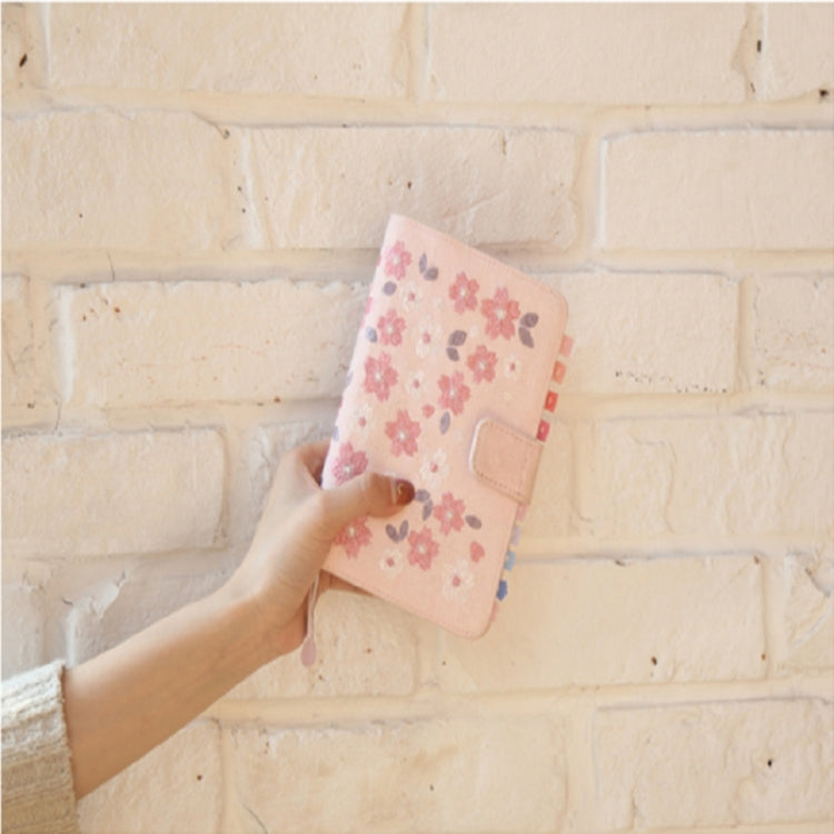 Sakura Theme Delicated Floral Journal Cover Standard A6 Paper Book Refilled Book, Size:Only A6 cloth cover