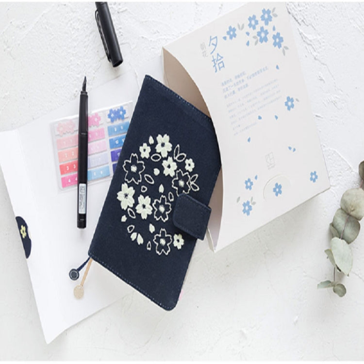 Sakura Theme Delicated Floral Journal Cover Standard A6 Paper Book Refilled Book, Size:Only A6 cloth cover