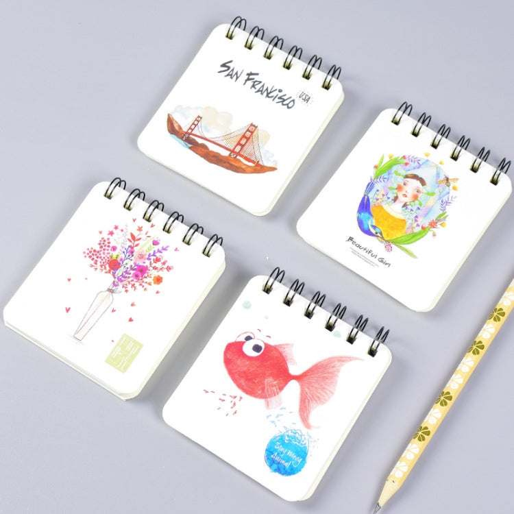 10 PCS 4F-NB Creative Coil Pocket Book with Small Notepad Fresh Retro Design Notebook, Color:Random delivery, Size:94x83mm