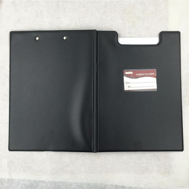 Office Document Holder Filing Clip Board A4 Leather Folding Clipboard, Random Color Delivery