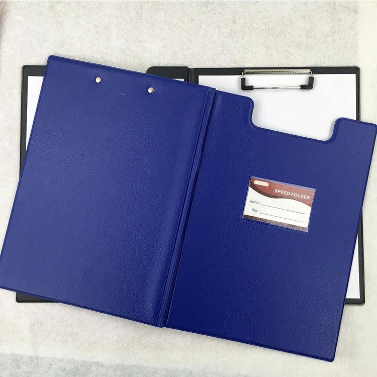 Office Document Holder Filing Clip Board A4 Leather Folding Clipboard, Random Color Delivery