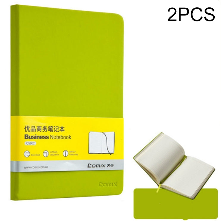 2 PCS 122sheets Notebook Thickened A5 Soft Leather Notepad Color Portable Diary Book Planners Office Stationery(Green)