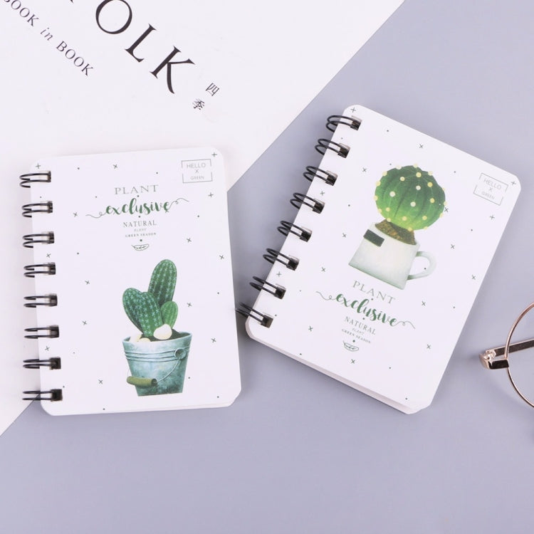 4 PCS C26 Cute Cactus Daily Office Supplies Spiral Notebook Diary Notepad Memo Pad School Stationery, Random Color