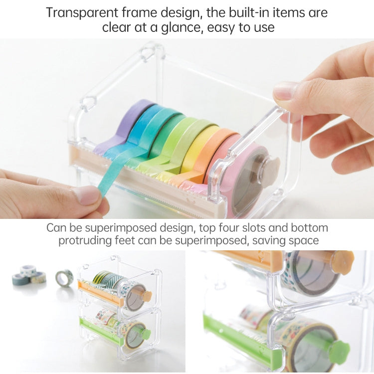 Tape Cutter Office Tape Dispenser Tape Storage Box, Size:10.3x9.1x7.1cm