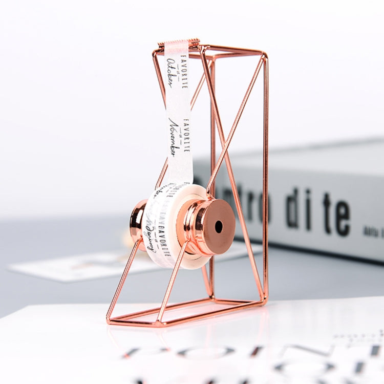 2PCS Metal Wire Hollow Tape Cutters Holder Office Supply Desktop Dispenser Racks(Rose Gold)