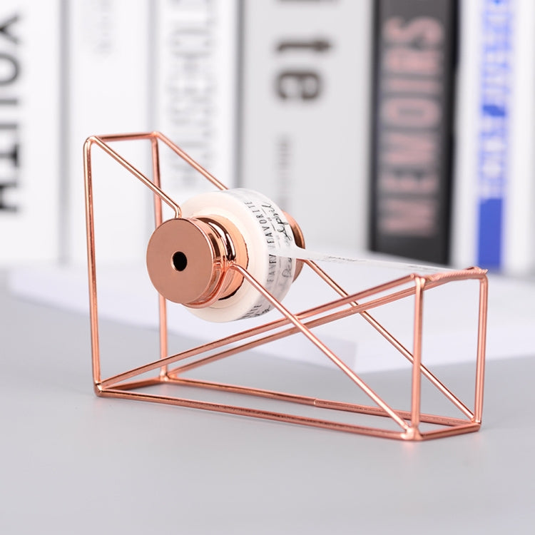 2PCS Metal Wire Hollow Tape Cutters Holder Office Supply Desktop Dispenser Racks(Rose Gold)