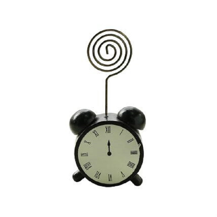 2 PCS Wooden Cartoon Card Stock Notes Folder Photo Clip Card Message Clip Office Supplies Information Clip, Type:Alarm clock