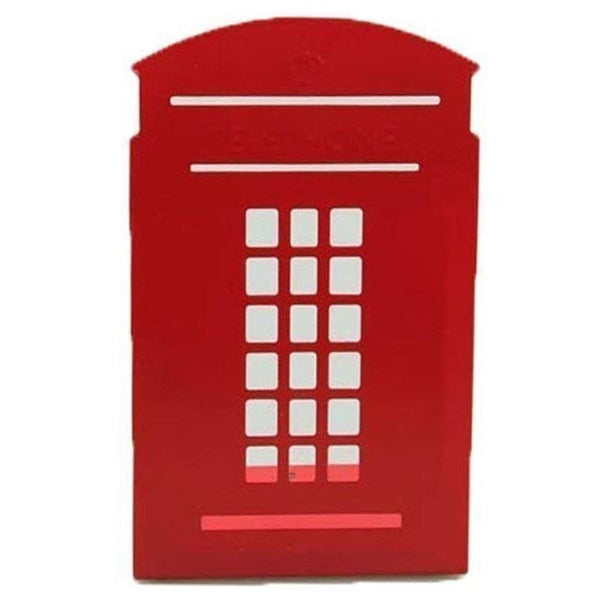 1 Pair Telephone Booth Design Anti-Skid Bookends Book Shelf Holder Stationery (Red)(Red)