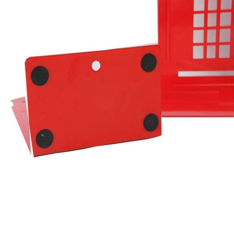 1 Pair Telephone Booth Design Anti-Skid Bookends Book Shelf Holder Stationery (Red)(Red)