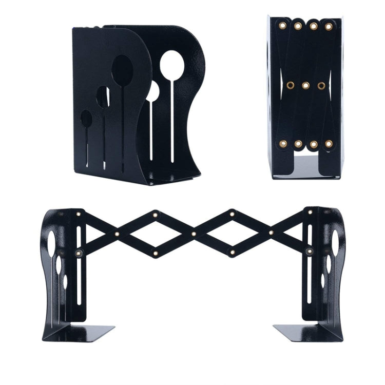 Bookends Iron Metal Adjustable Books Holder Stand Desk Heavy Duty Non Skid Bookend(Black)
