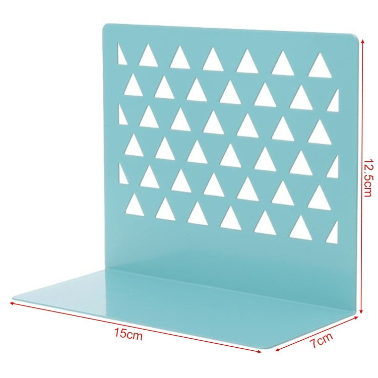 Metal Triangular Hollow Desktop Organizer Bookends Support Stand Holder Shelf Bookrack Home Office Supplies