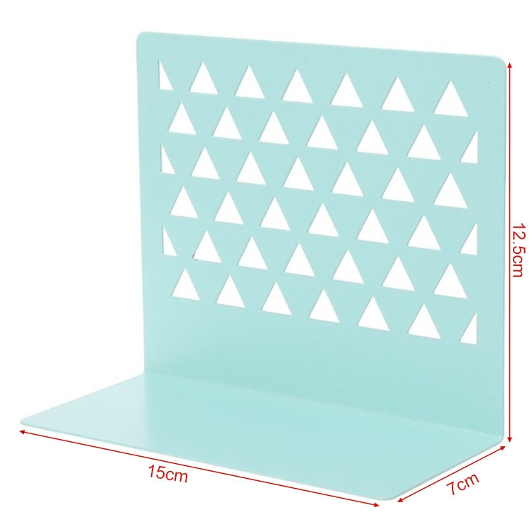 Metal Triangular Hollow Desktop Organizer Bookends Support Stand Holder Shelf Bookrack Home Office Supplies