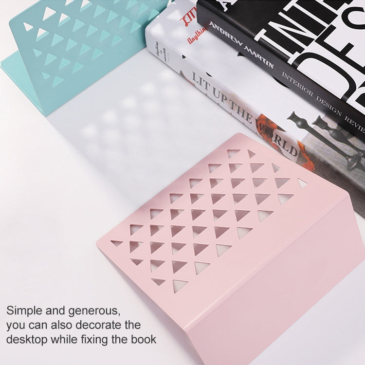 Metal Triangular Hollow Desktop Organizer Bookends Support Stand Holder Shelf Bookrack Home Office Supplies