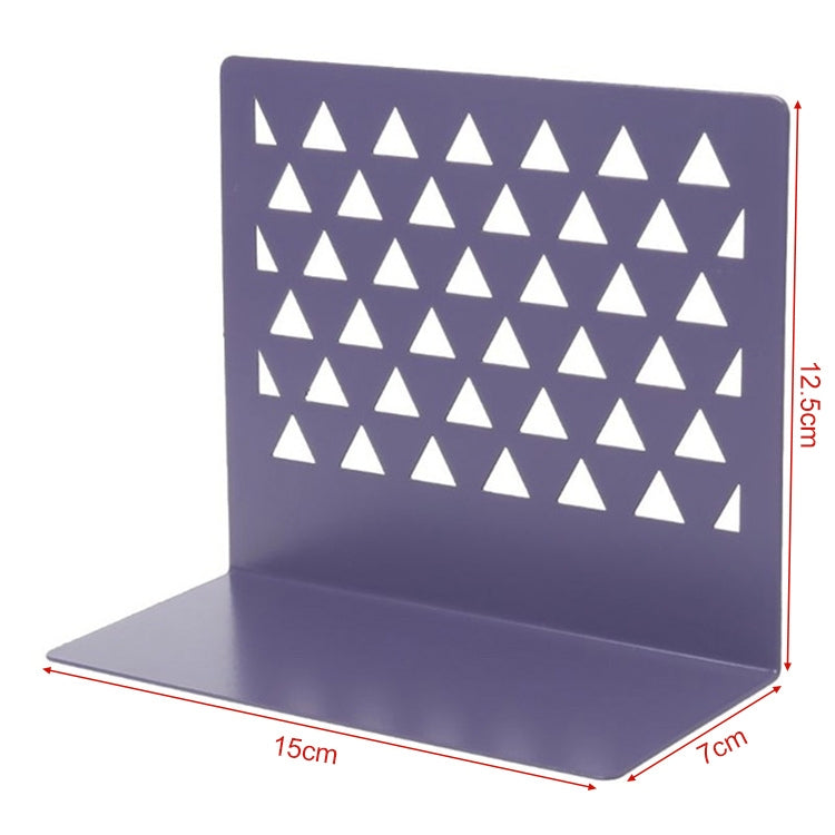 Metal Triangular Hollow Desktop Organizer Bookends Support Stand Holder Shelf Bookrack Home Office Supplies