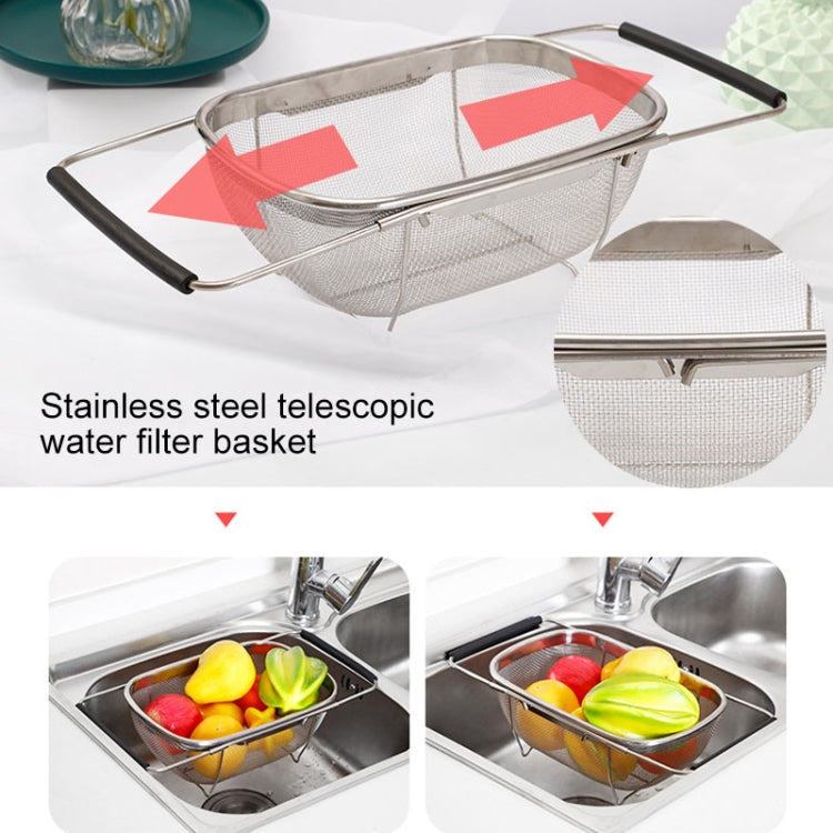 2 PCS Stainless Steel Foldingf Filter Kitchen Tools Drainage Household Retractable Vegetable Fruit Basket, Size:18x27x11cm