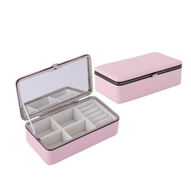 Portable Leather PU Earring Ring Organizer Women Jewelry Storage Display Box
