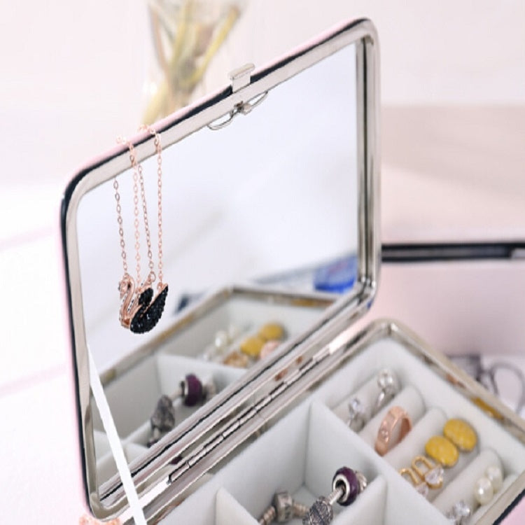 Portable Leather PU Earring Ring Organizer Women Jewelry Storage Display Box