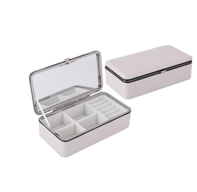 Portable Leather PU Earring Ring Organizer Women Jewelry Storage Display Box