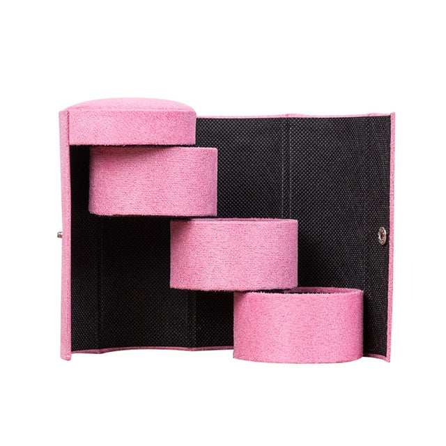 Fashion Cylindrical Rotation Ladder Jewelry Storage Holder Earring Organizer Box Case