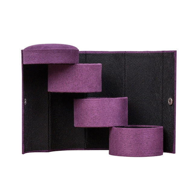 Fashion Cylindrical Rotation Ladder Jewelry Storage Holder Earring Organizer Box Case