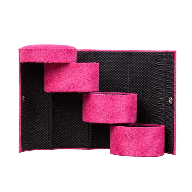 Fashion Cylindrical Rotation Ladder Jewelry Storage Holder Earring Organizer Box Case