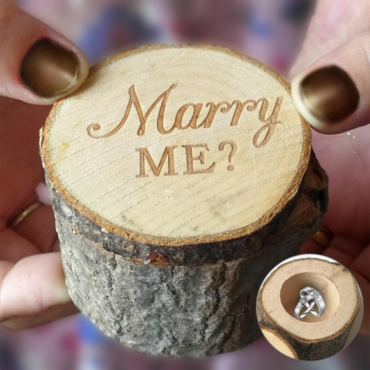 2 PCS Rural Wedding Marry Me Wooden Ring Holder Engagement Valentine Jewelry Box Case