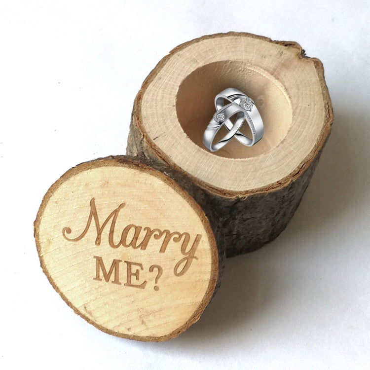 2 PCS Rural Wedding Marry Me Wooden Ring Holder Engagement Valentine Jewelry Box Case