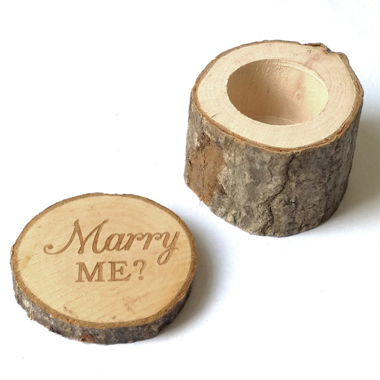 2 PCS Rural Wedding Marry Me Wooden Ring Holder Engagement Valentine Jewelry Box Case