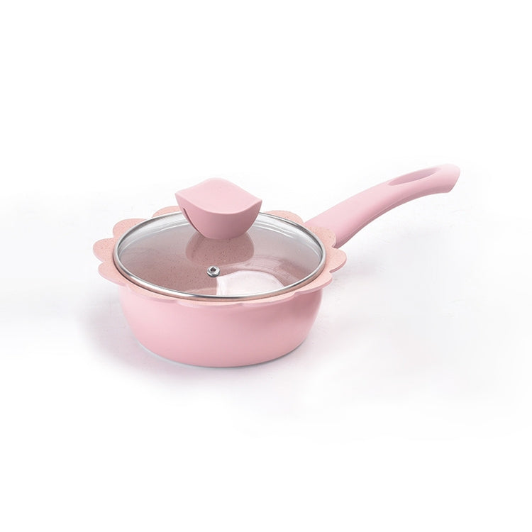 Baby Complementary Food Pot Cooking Milk Pan Maifan Stone Non Stick Household Multifunction Small Pot, Color:Pink Milk Pan With Lid
