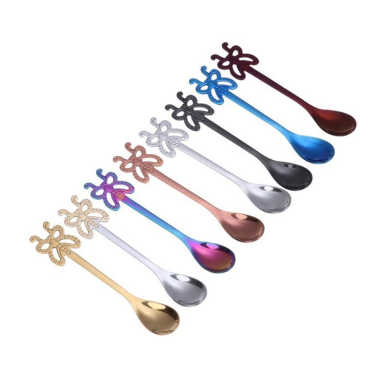 Multicolor Stainless Steel Butterfly Coffee Spoon Fruit Cold Drink Ice Cream Dessert Tea Spoon, Color:Rose Gold