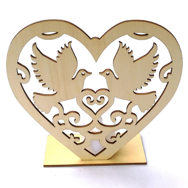 2 PCS Creative Heart Shaped Wooden Decoration Romantic Wooden Sign LED Candle Light