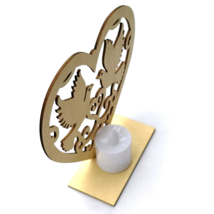 2 PCS Creative Heart Shaped Wooden Decoration Romantic Wooden Sign LED Candle Light