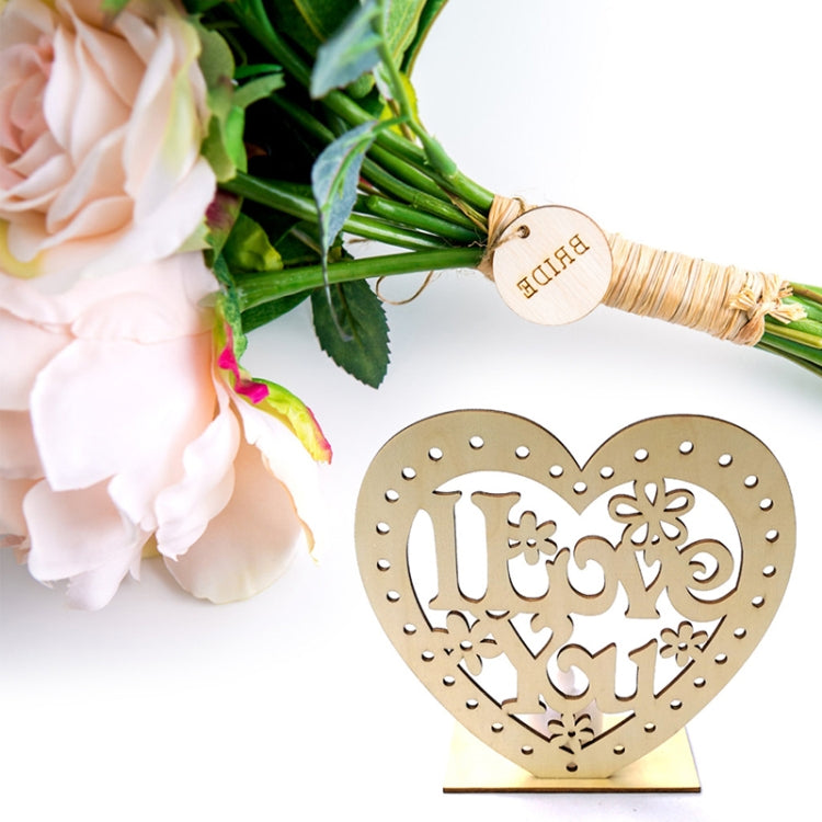2 PCS Creative Heart Shaped Wooden Decoration Romantic Wooden Sign LED Candle Light