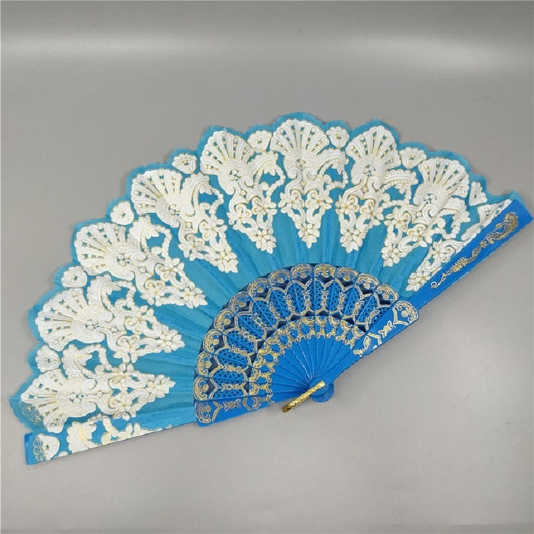 Spain Style Plastic Folding Fan Peacock Lace Fan Ladies Dance Gilding Fan, Size:23x42cm