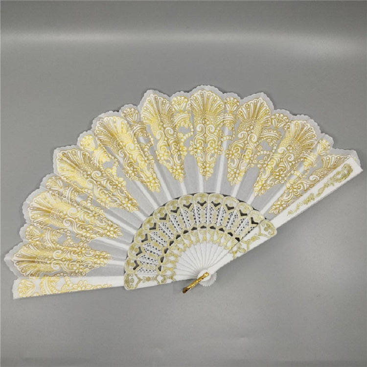 Spain Style Plastic Folding Fan Peacock Lace Fan Ladies Dance Gilding Fan, Size:23x42cm