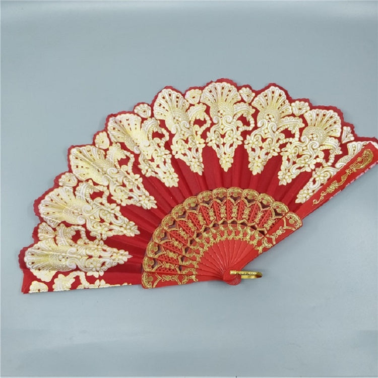 Spain Style Plastic Folding Fan Peacock Lace Fan Ladies Dance Gilding Fan, Size:23x42cm