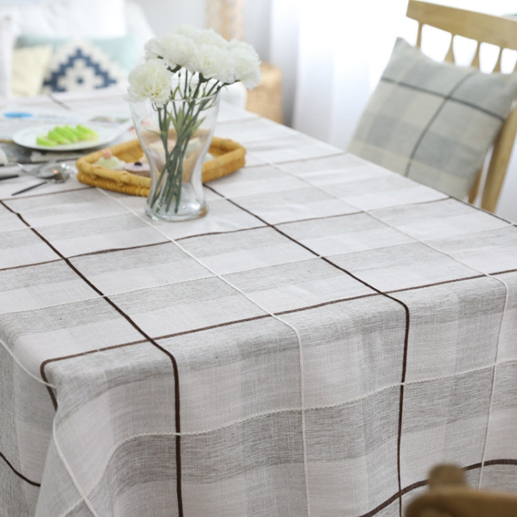 Grid Pattern Cotton Linen Cotton Table Cloth For Dustproof Home Decor Dinner Table Cover, Size:60x60cm