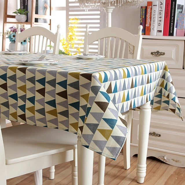 Colorful Geometry Print Cotton Linen Table Cloth Home Dinner Tea End Dustproof Table Cover, Size:140x140cm