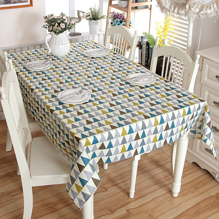 Colorful Geometry Print Cotton Linen Table Cloth Home Dinner Tea End Dustproof Table Cover, Size:140x200cm