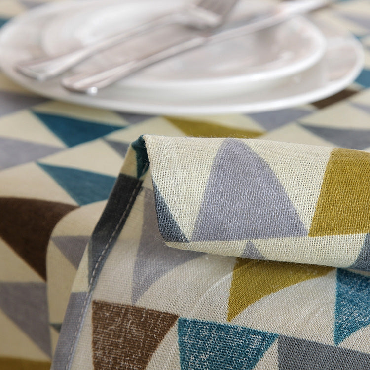 Colorful Geometry Print Cotton Linen Table Cloth Home Dinner Tea End Dustproof Table Cover, Size:140x200cm