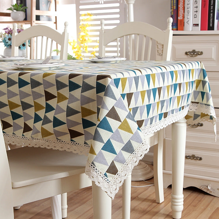 Colorful Geometry Print Cotton Linen Table Cloth Home Dinner Tea End Dustproof Table Cover, Size:140x200cm