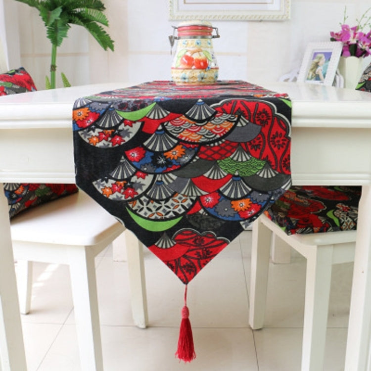 Ethnic Style Cotton and Linen Table Flag Printed Double Dining Table Placemat, Size:32x200cm