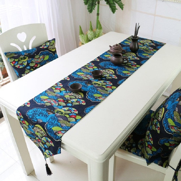 Ethnic Style Cotton and Linen Table Flag Printed Double Dining Table Placemat, Size:32x220cm